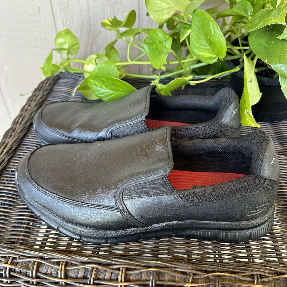 Skechers Work Shoes Mens Size 11‎ Slip Resistant Black Slip On Workwear Kitchen